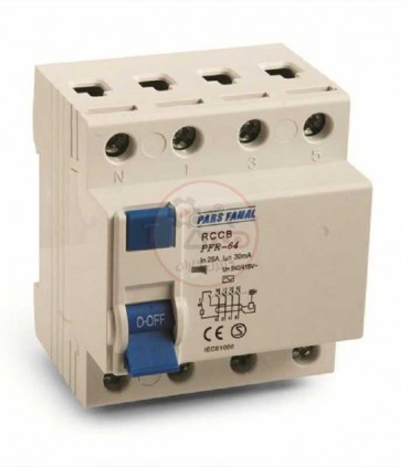 کلید محافظ جان سه فاز پارس فانال PFR-4P-25A-30mA