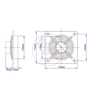 هواکش خانگی فلزی 12 سانتی دمنده VMA-12S2S