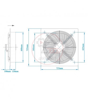 هواکش صنعتی فلزی آکسیال ایلکا هفت پر 60 سانتی دمنده VIK-60G4S