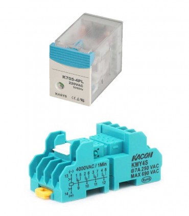 سوکت و رله کاکن چهار کنتاکت K705-4PL-220VAC