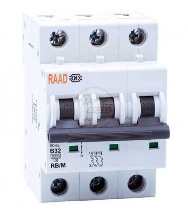 کلید مینیاتوری رعد سه پل 40 آمپر RB/M-3P-C40-6KA